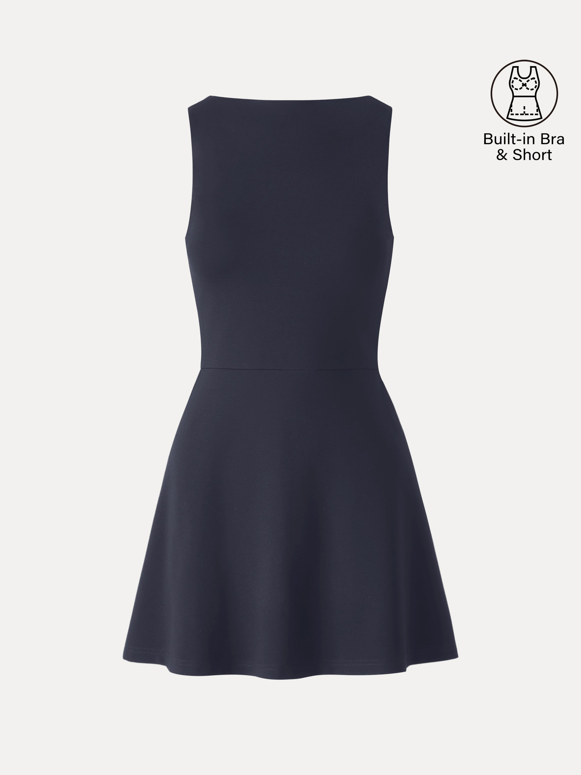 Classy Boatneck Fit-and-Flare Mini Bra Dress