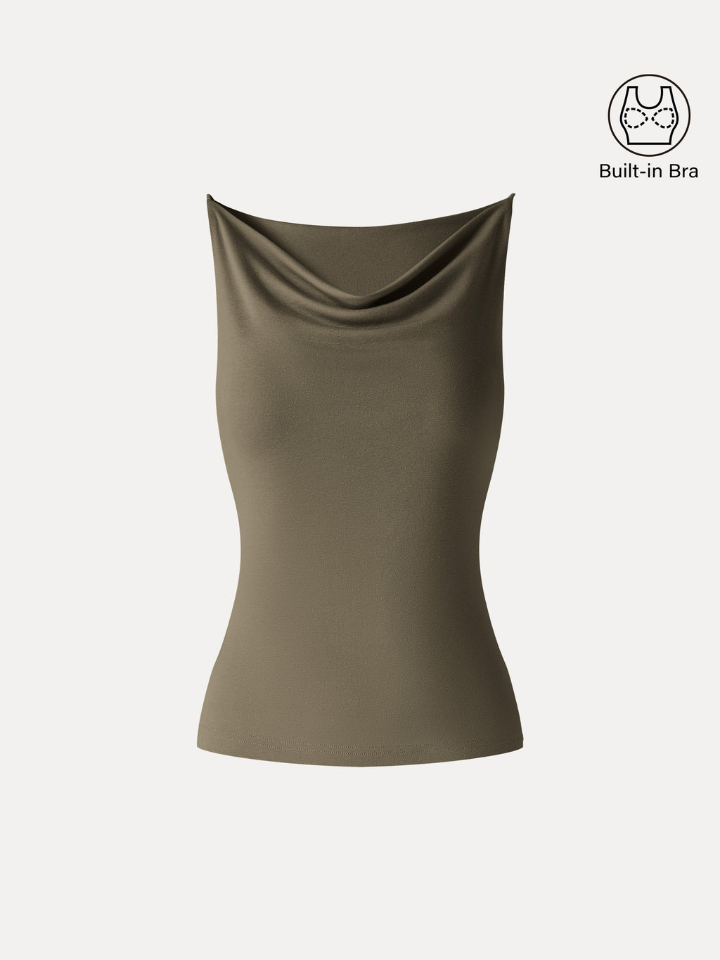 Stretch Linen Cowl Neck Bra Tank