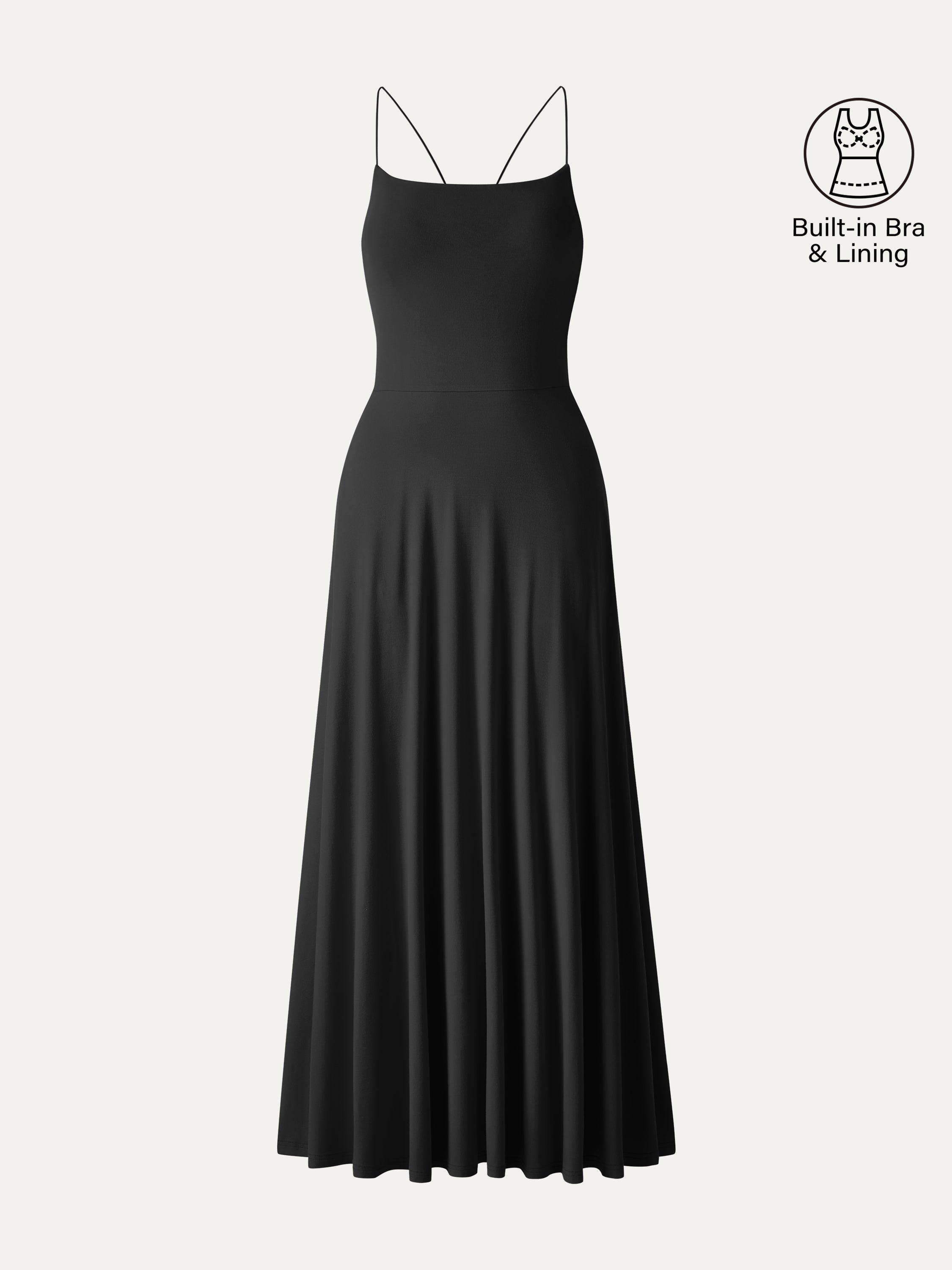 SkinKiss Classy Spaghetti Open Back Midi Bra Dress with Pockets