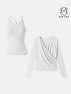 Two-Piece Set Cami with Surplice Ruched Top