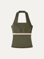 2Pcs Set Halter Going-Out Bra Top & Knee-Length Flare Skirt
