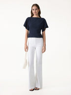 2Pcs Set Boatneck Flutter Sleeves Polka Dot Top & A-Line Flare Skirt Limited Edition