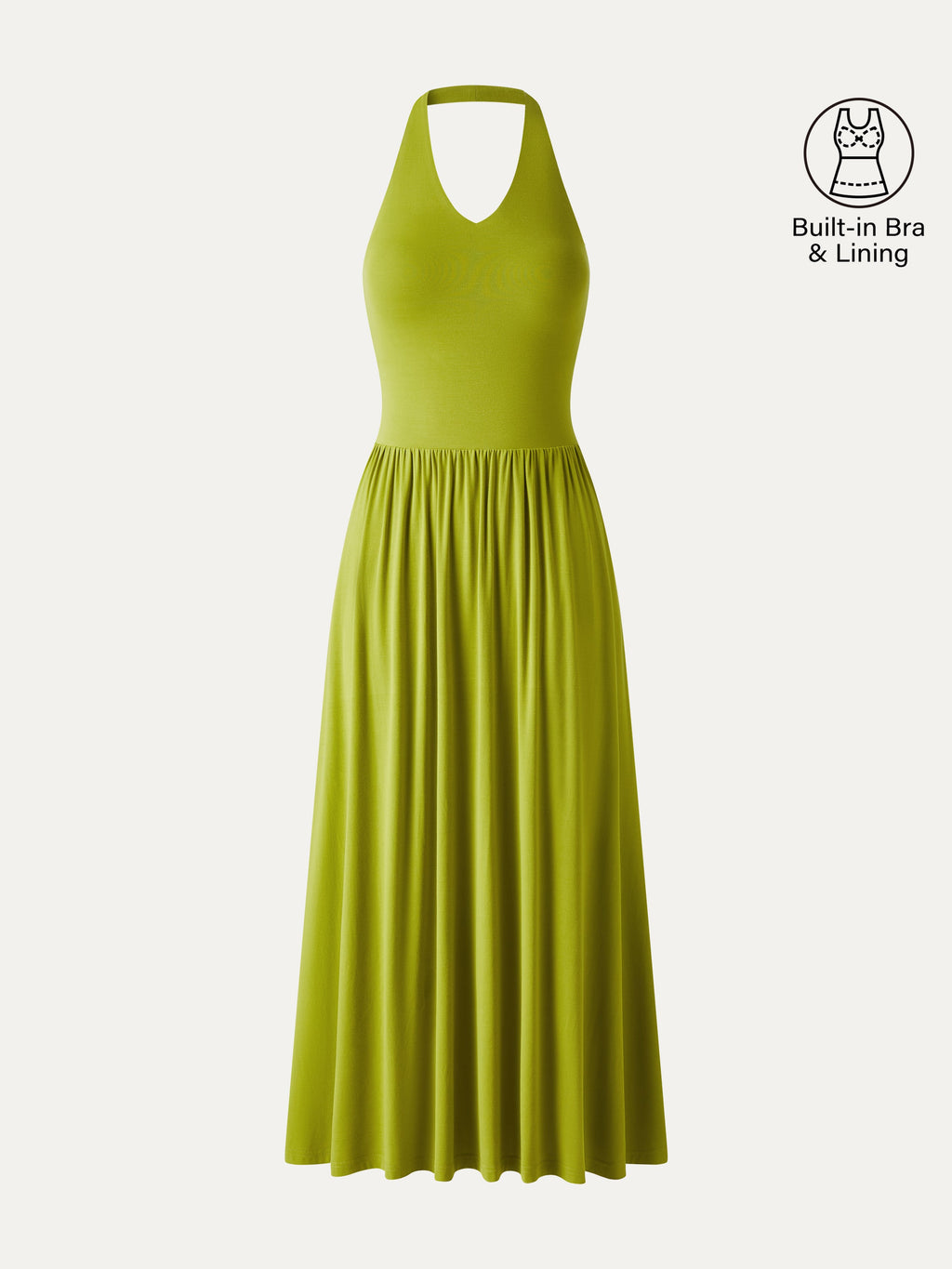 SkinKiss Halter Ruched Midi Bra Dress with Pockets