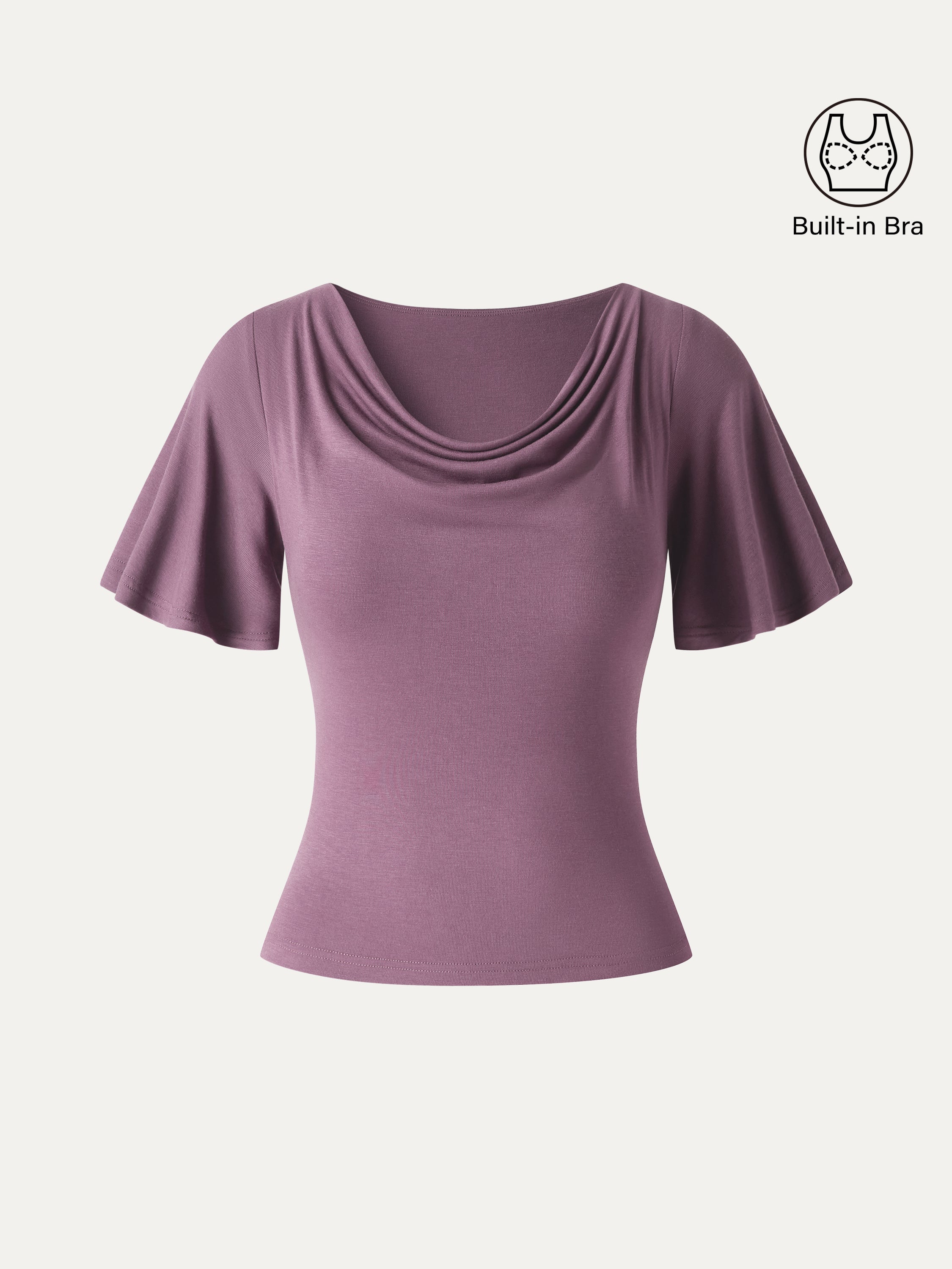 CoolTouch Cowl Neck Flutter Sleeve Bra Top