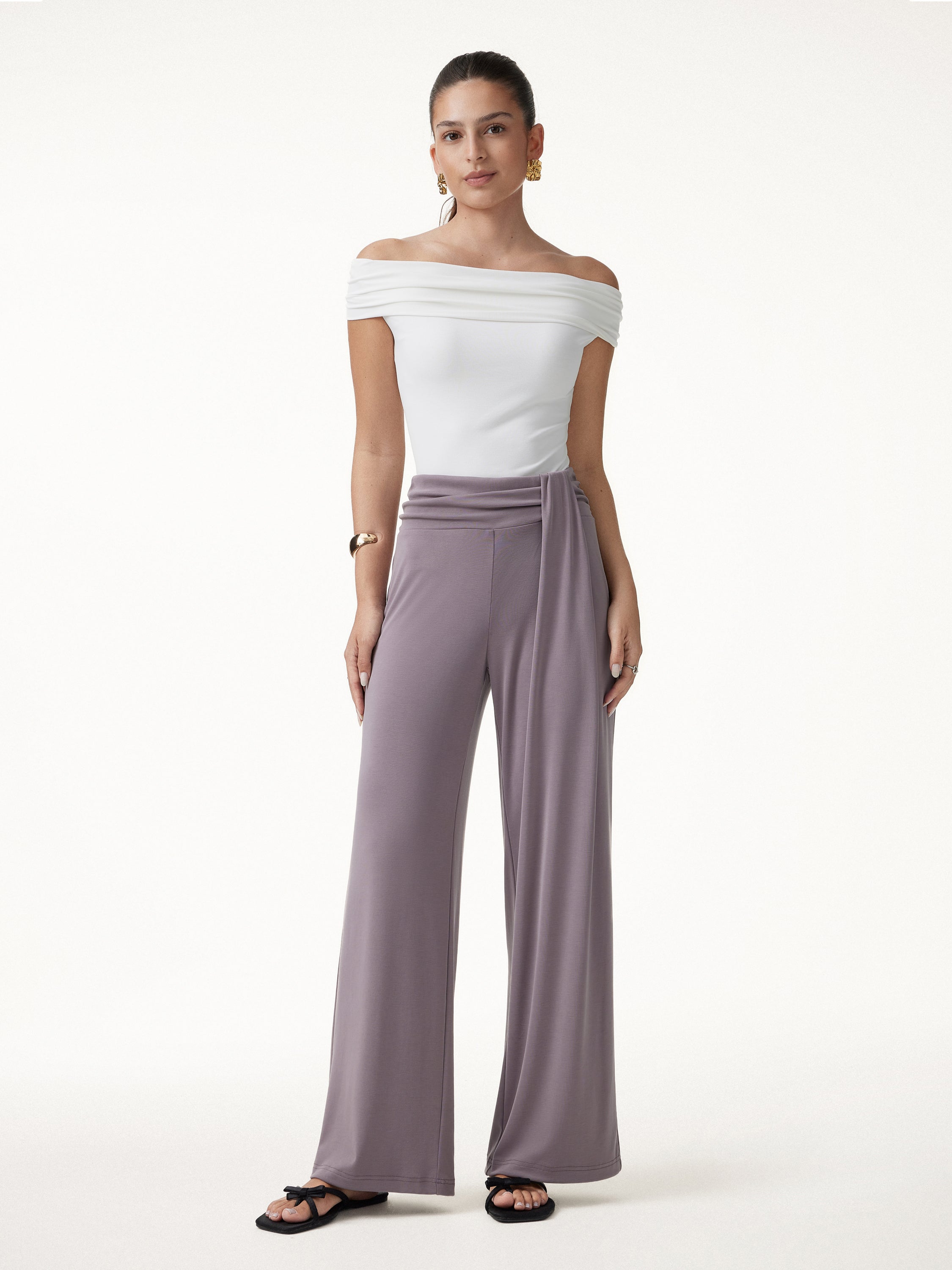 Mid-Rise Relaxed Wide-Leg Lounge Pants