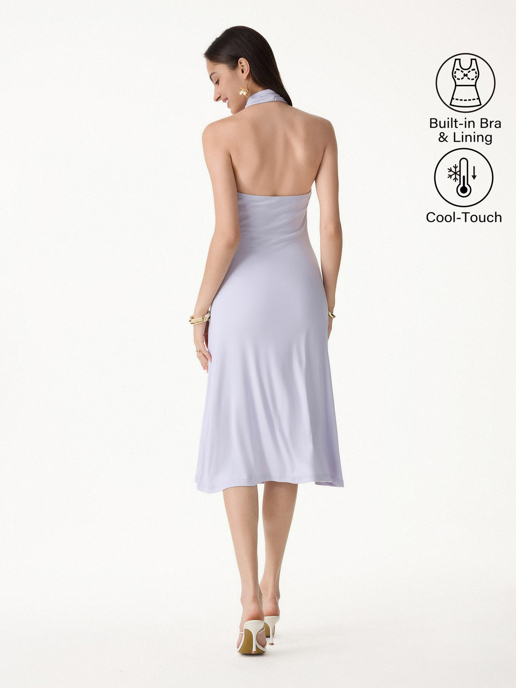CoolTouch Criss-Cross Halter Open-Back Midi Bra Dress