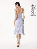 CoolTouch Criss-Cross Halter Open-Back Midi Bra Dress