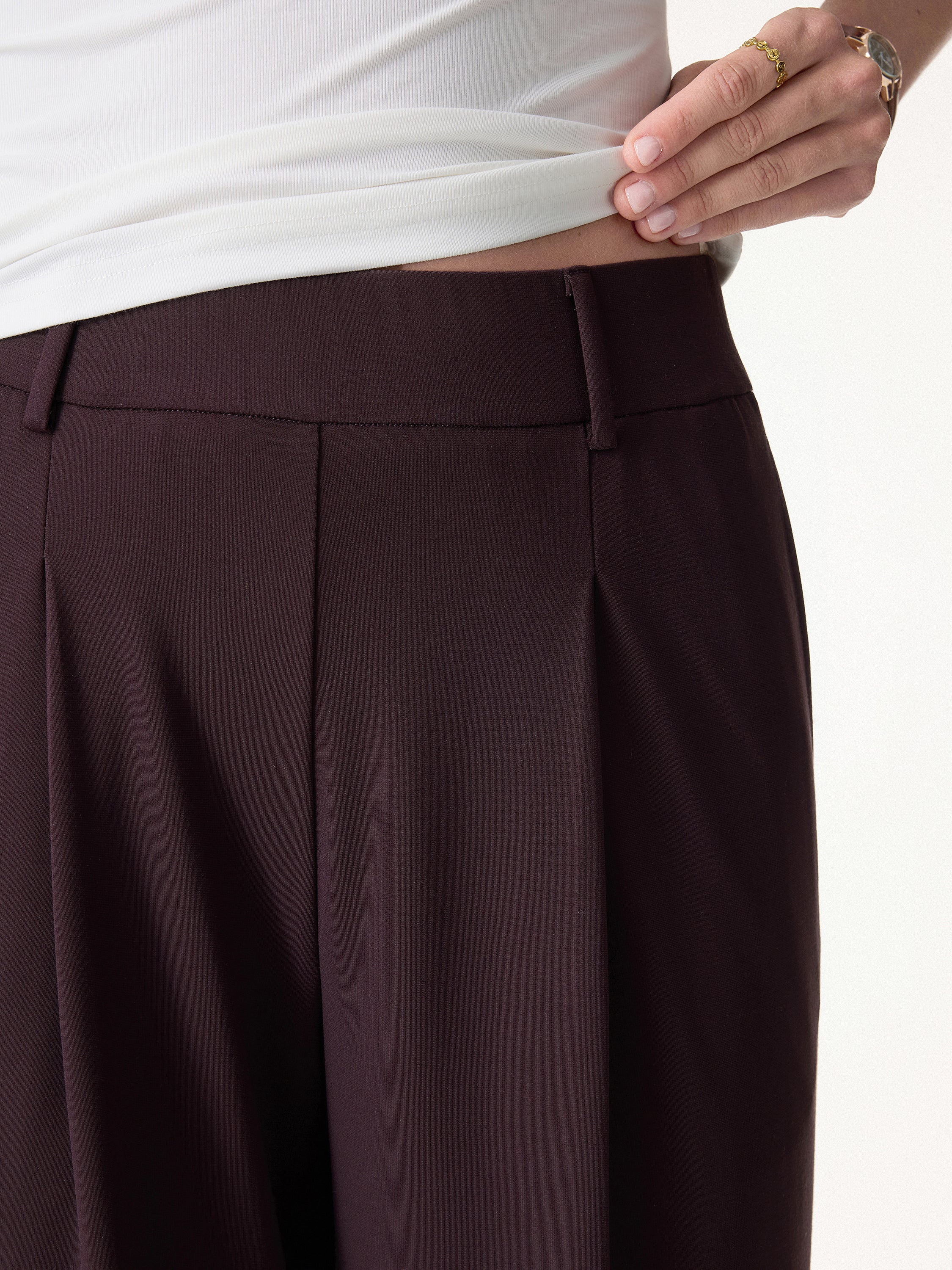 2Pcs Set Round Neck Tucked Top & Wide Leg The Success Pants