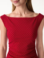 2Pcs Set Polka Dot Boatneck Bra Top & A-Line Flare Skirt Limited Edition