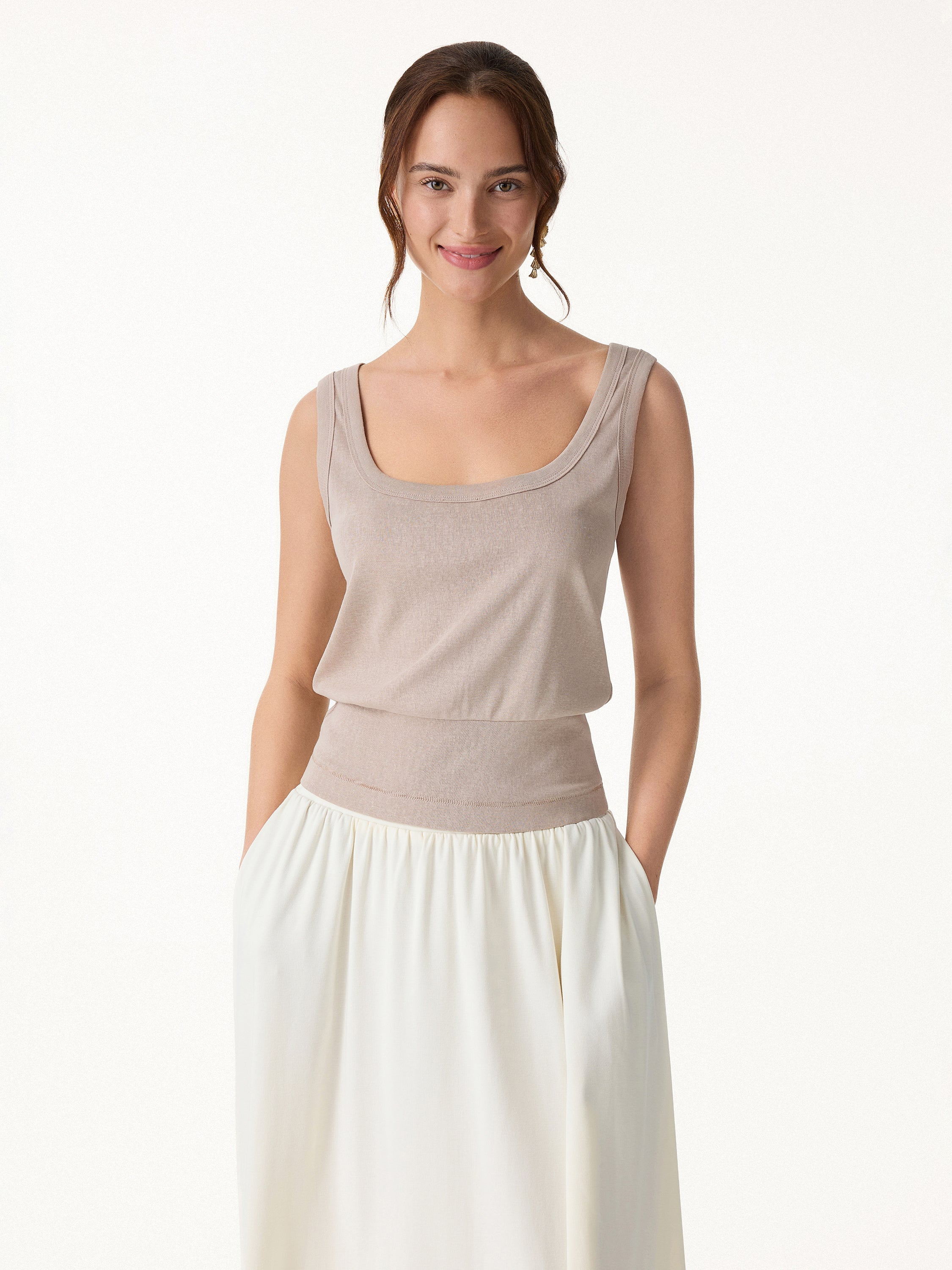 2Pcs Set Reversible Boatneck Top & Maxi Flared Pull-On Skirt