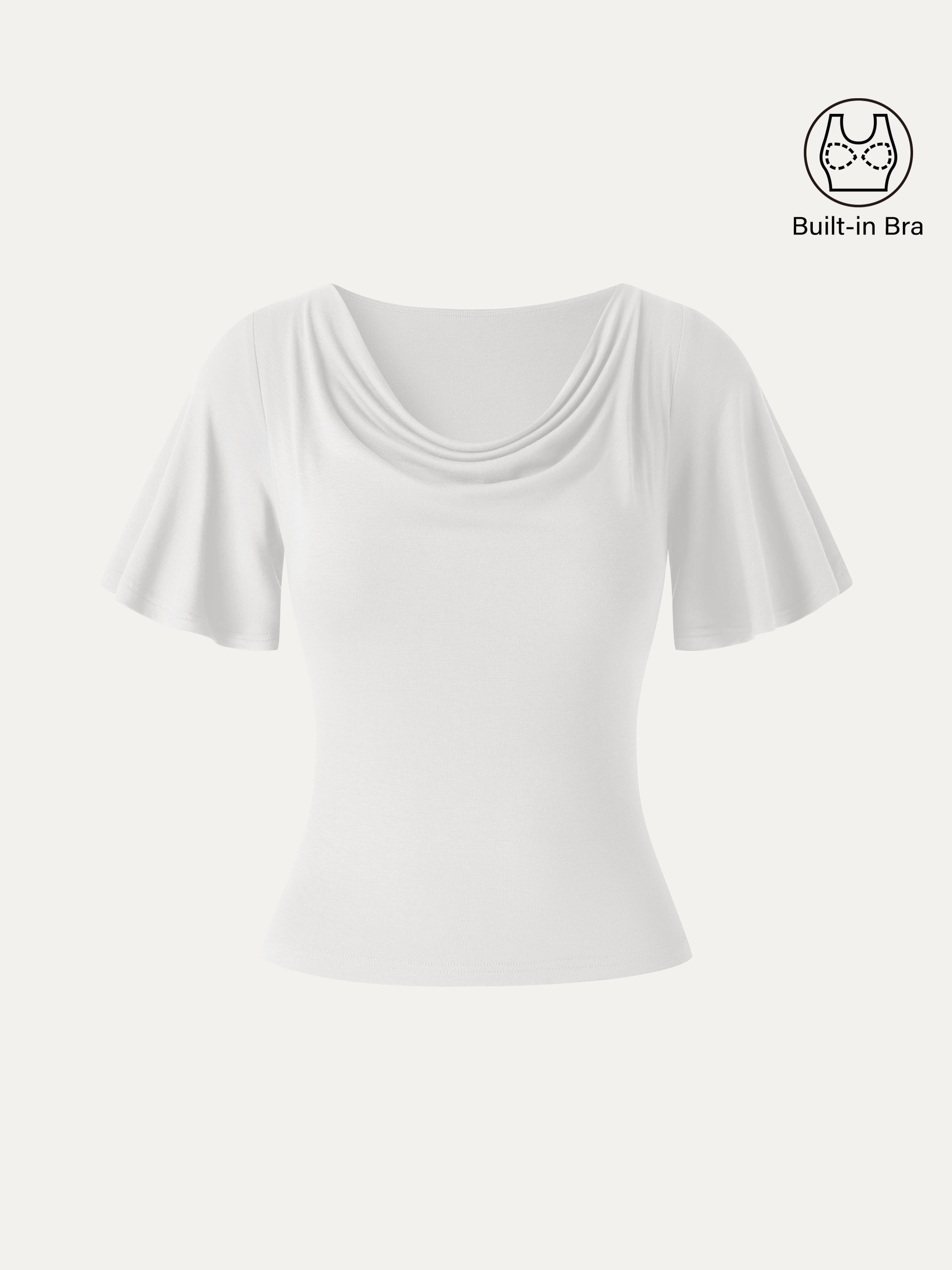 CoolTouch Cowl Neck Flutter Sleeve Bra Top
