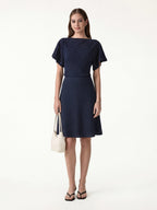 2Pcs Set Boatneck Flutter Sleeves Polka Dot Top & A-Line Flare Skirt Limited Edition