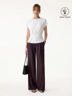 2Pcs Set Round Neck Tucked Top & Wide Leg The Success Pants