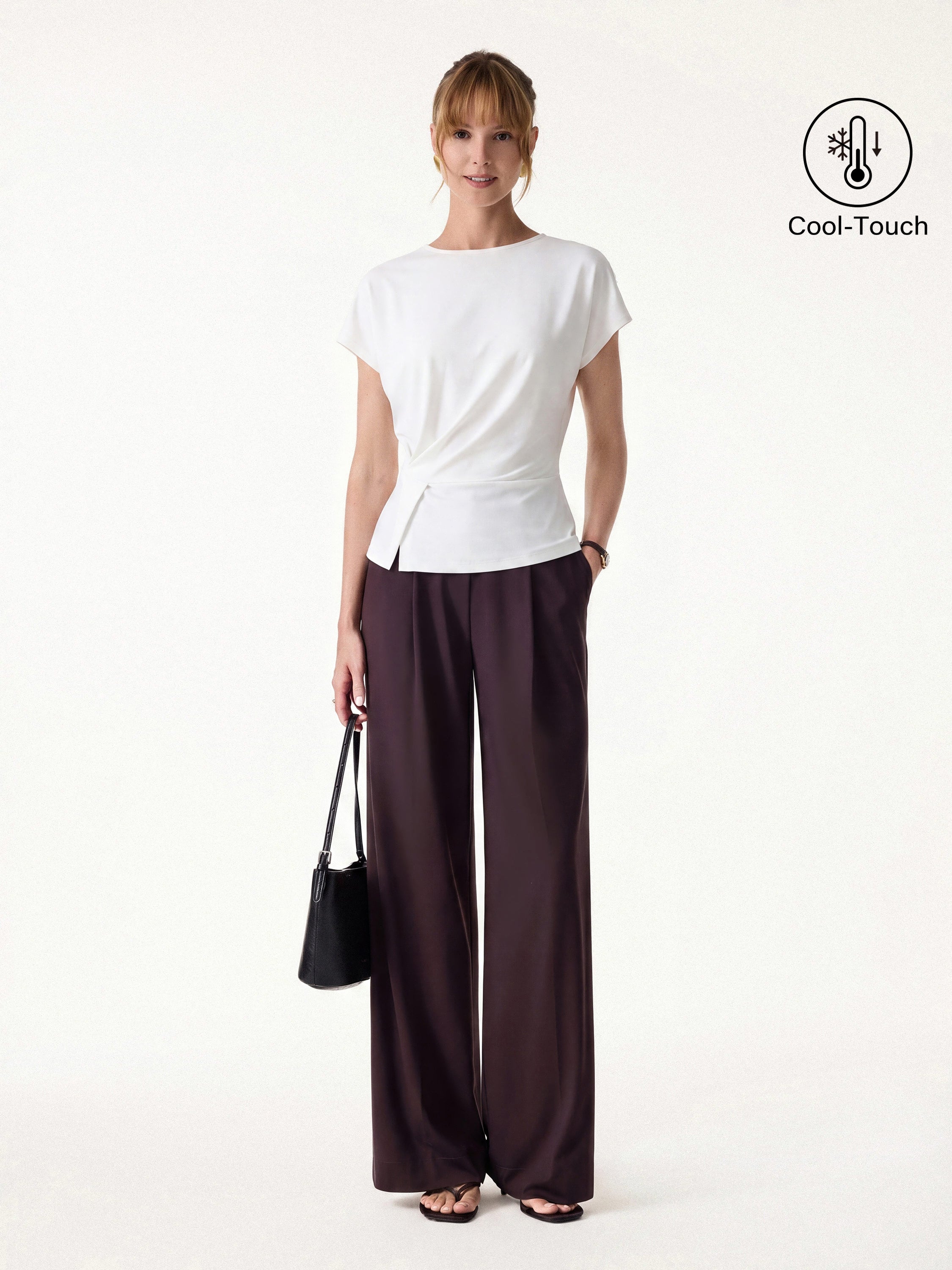 2Pcs Set Round Neck Tucked Top & Wide Leg The Success Pants