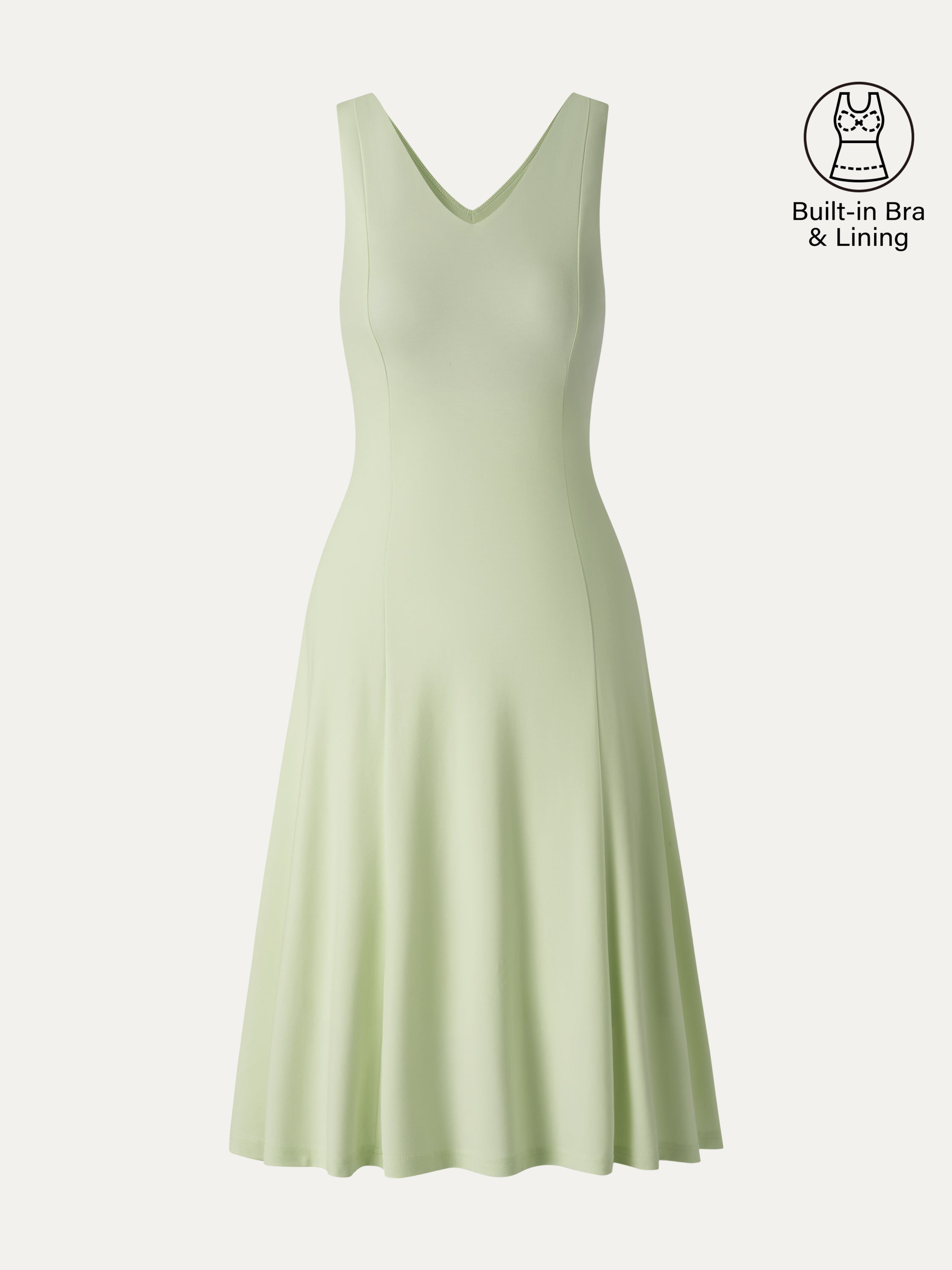 Stretch Ponte V-Neck A-Line Midi Bra Dress