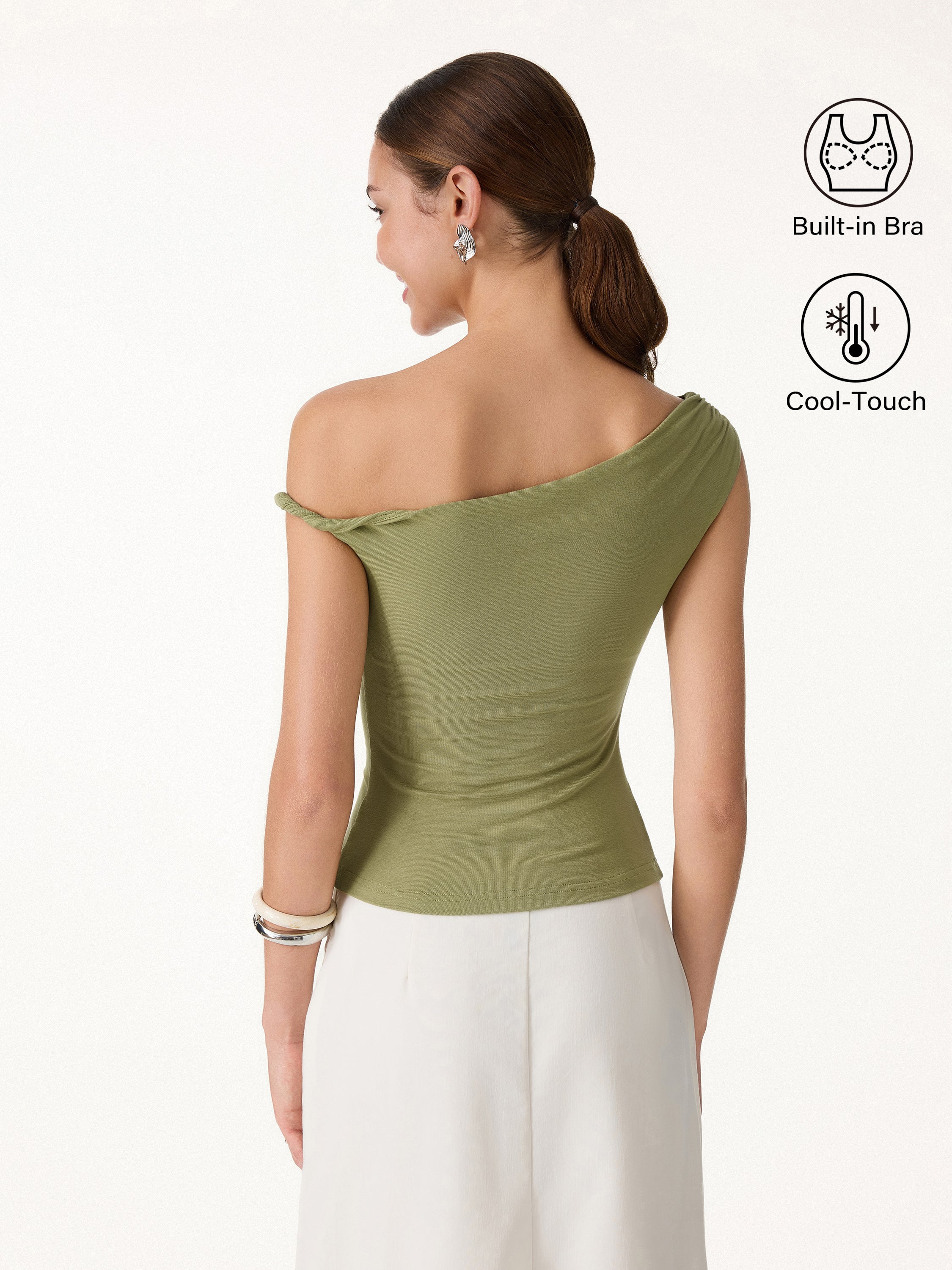 CoolTouch Asymmetrical Shoulder Bra Top