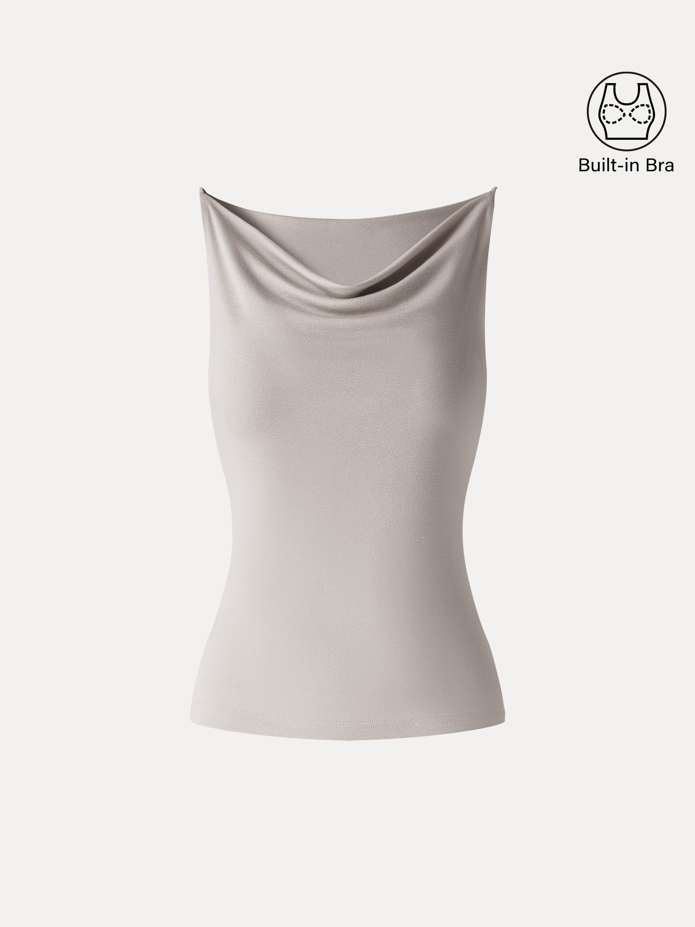 Stretch Linen Cowl Neck Bra Tank