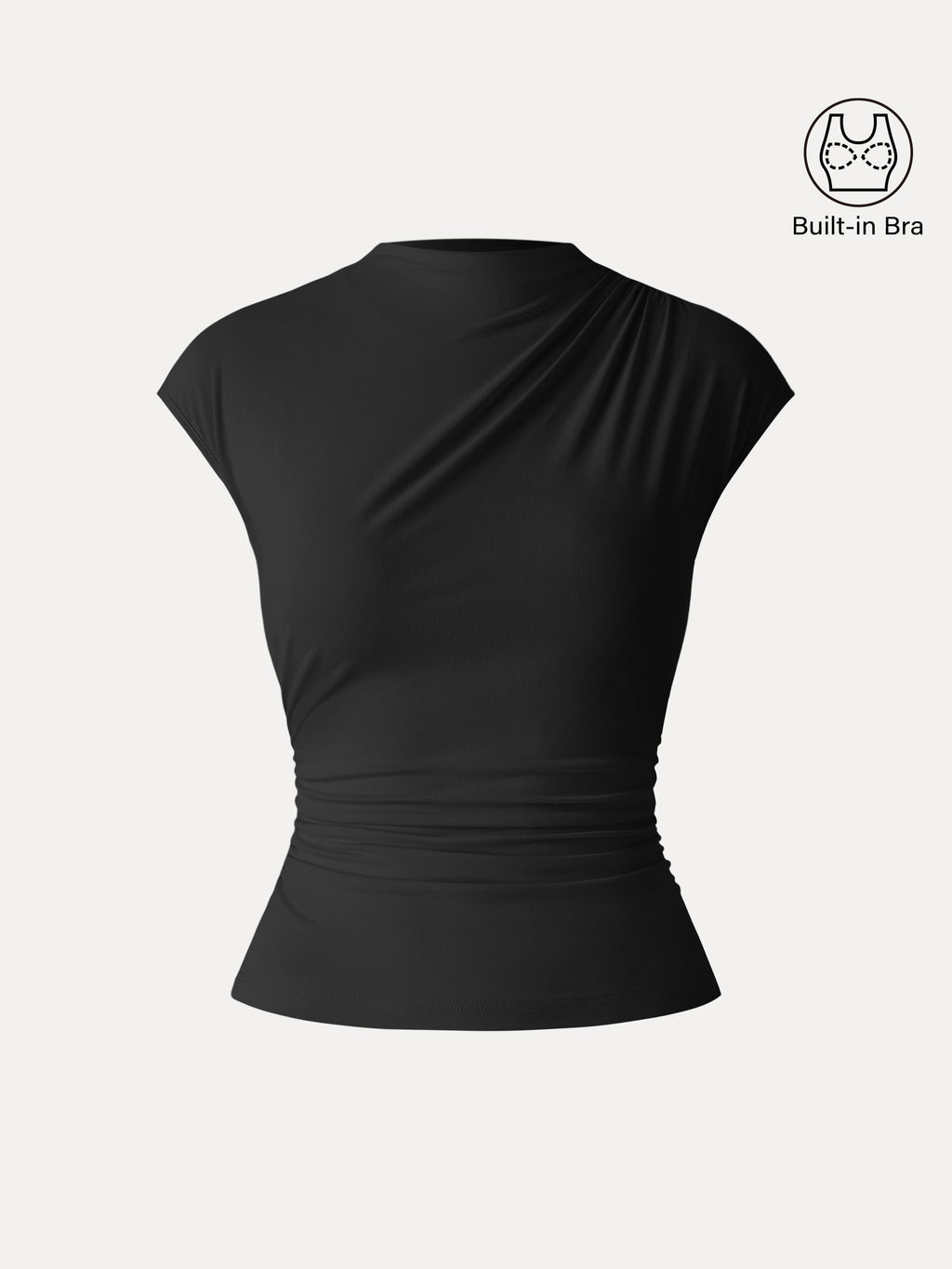 SkinKiss Mockneck Ruched Cropped Bra Top