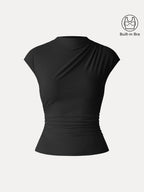 SkinKiss Mockneck Ruched Cropped Bra Top