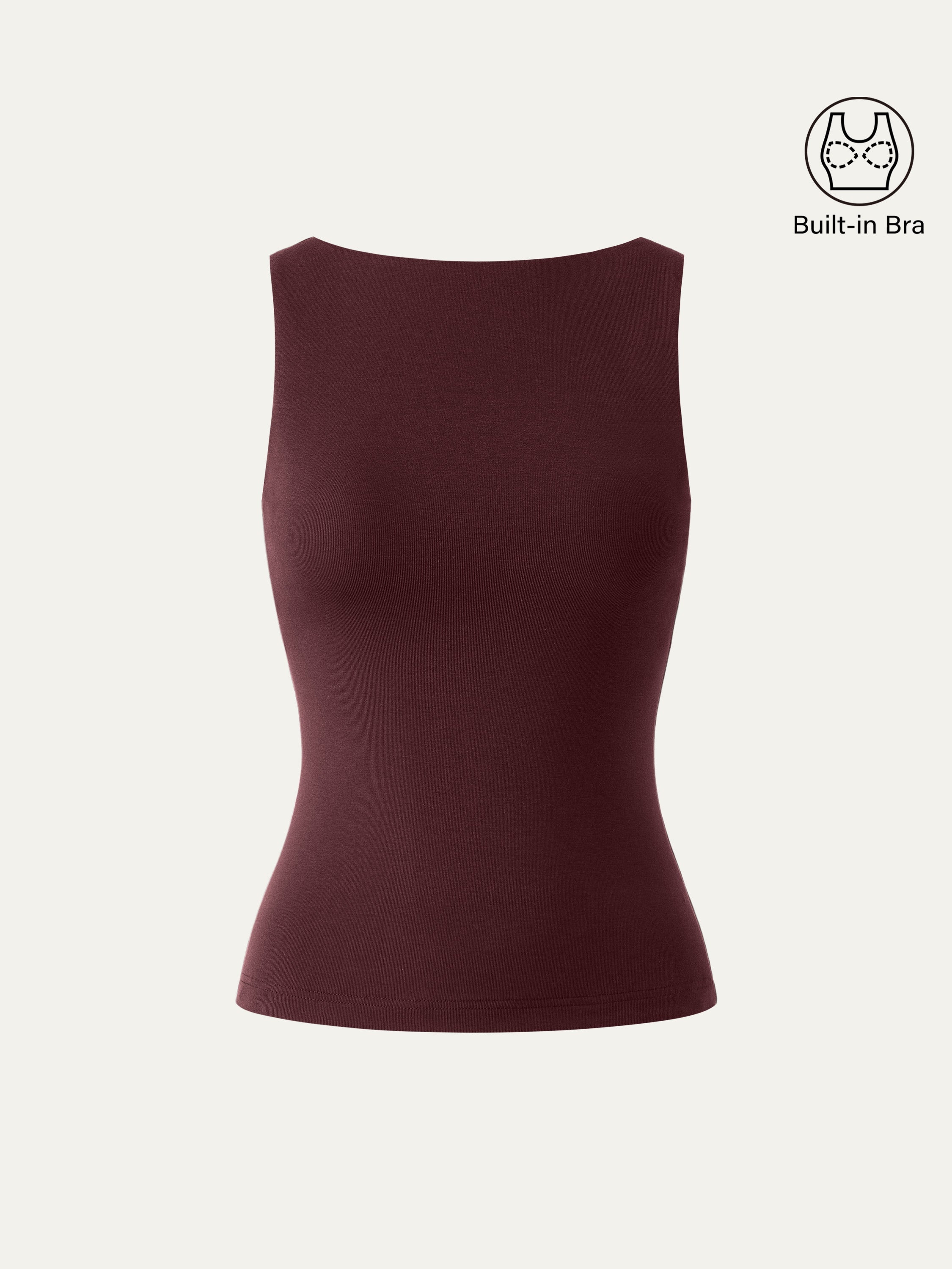 Stretch Cotton Boatneck Bra Tank