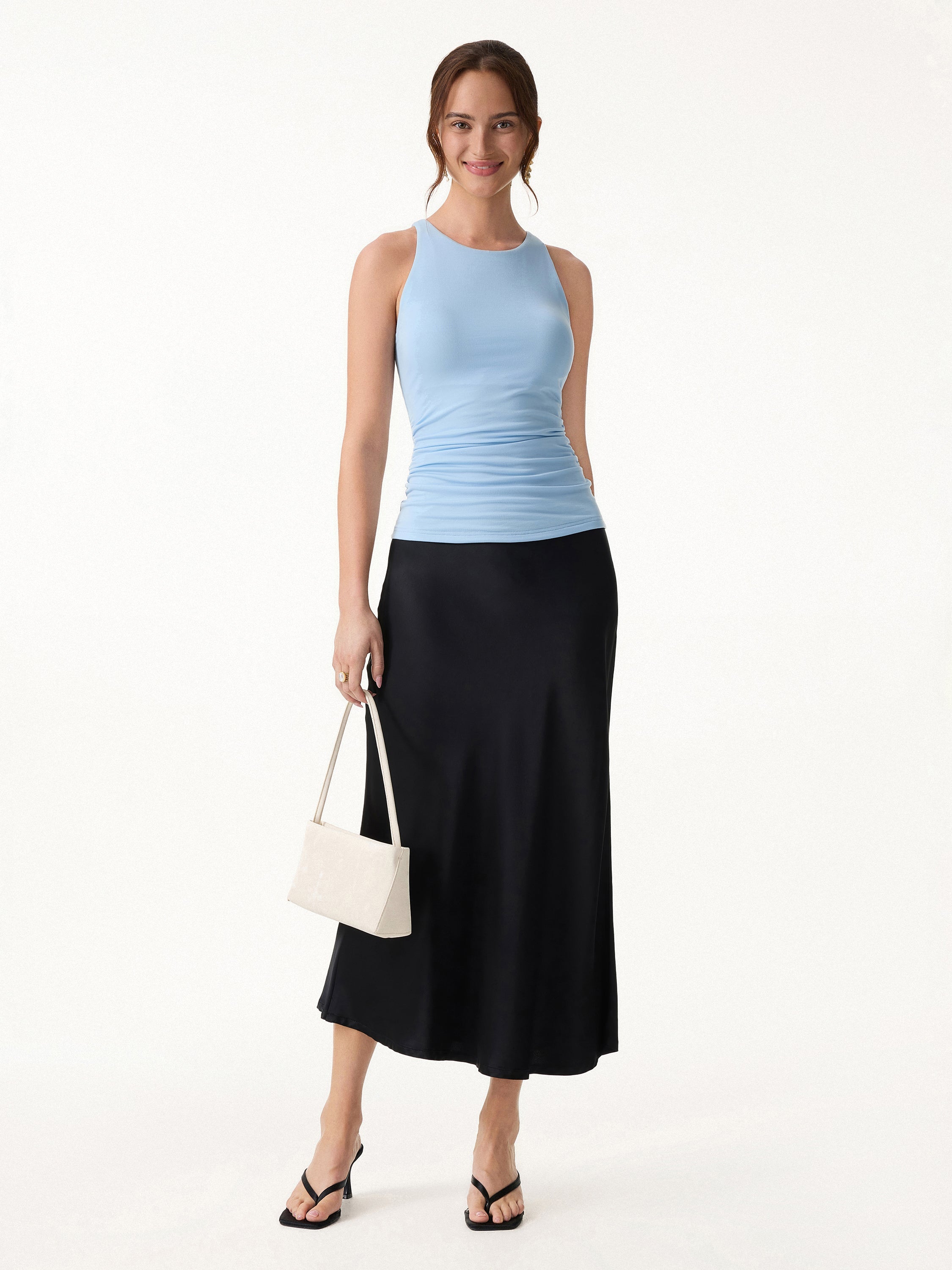 Back Smoothing Ruched Sleeveless Bandless Bra Top