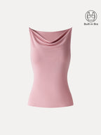 Stretch Linen Cowl Neck Bra Tank