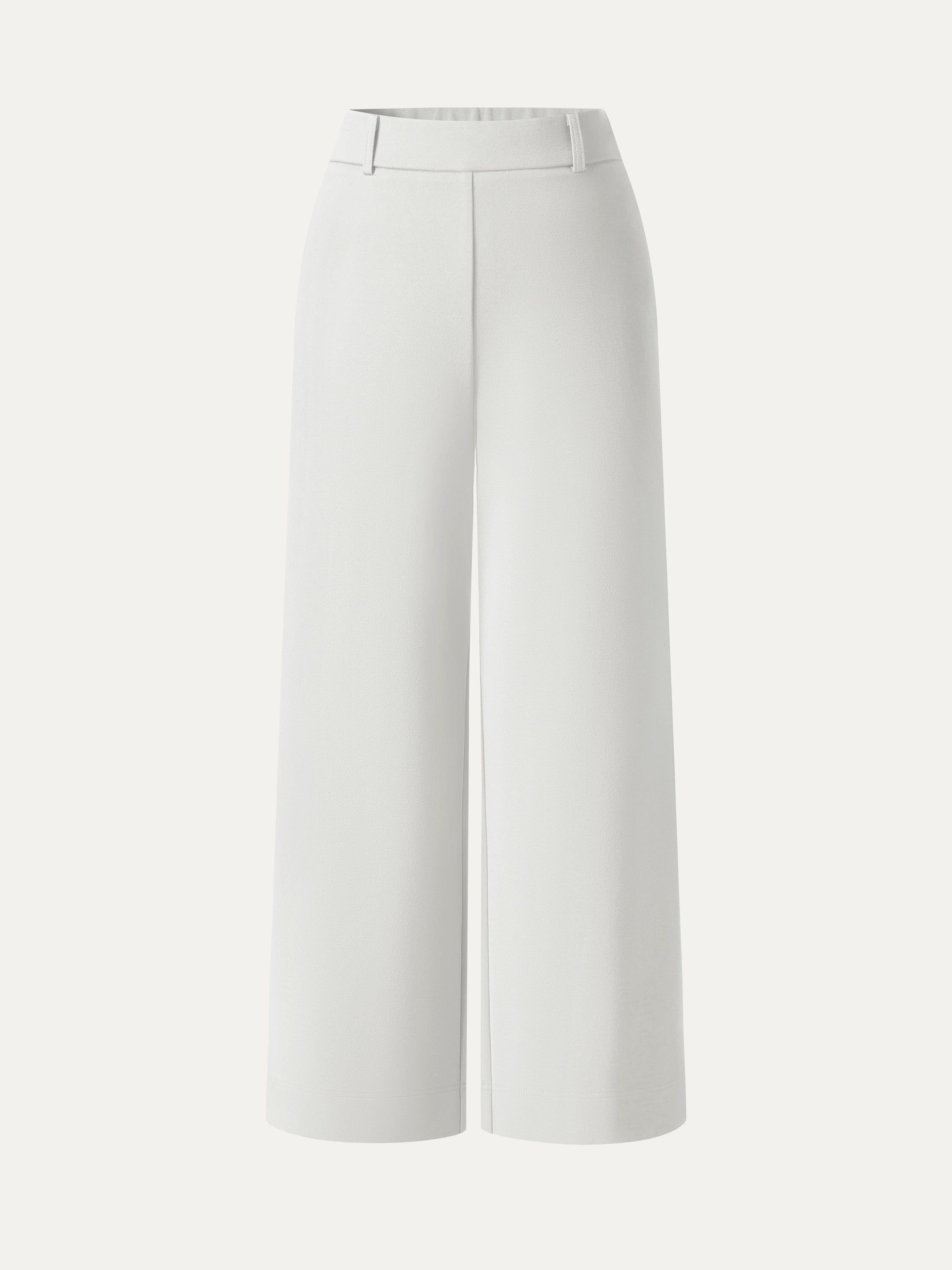 Not-See-Thru Mid Rise Cropped Wide Leg Pants with Pockets