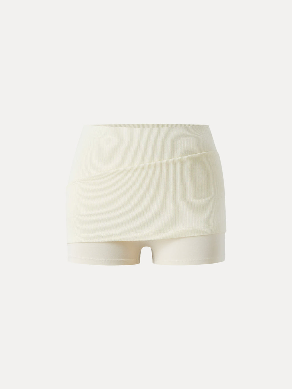 Stretch Cotton Pointelle A-line Mini Skirt with Built-in Shorts