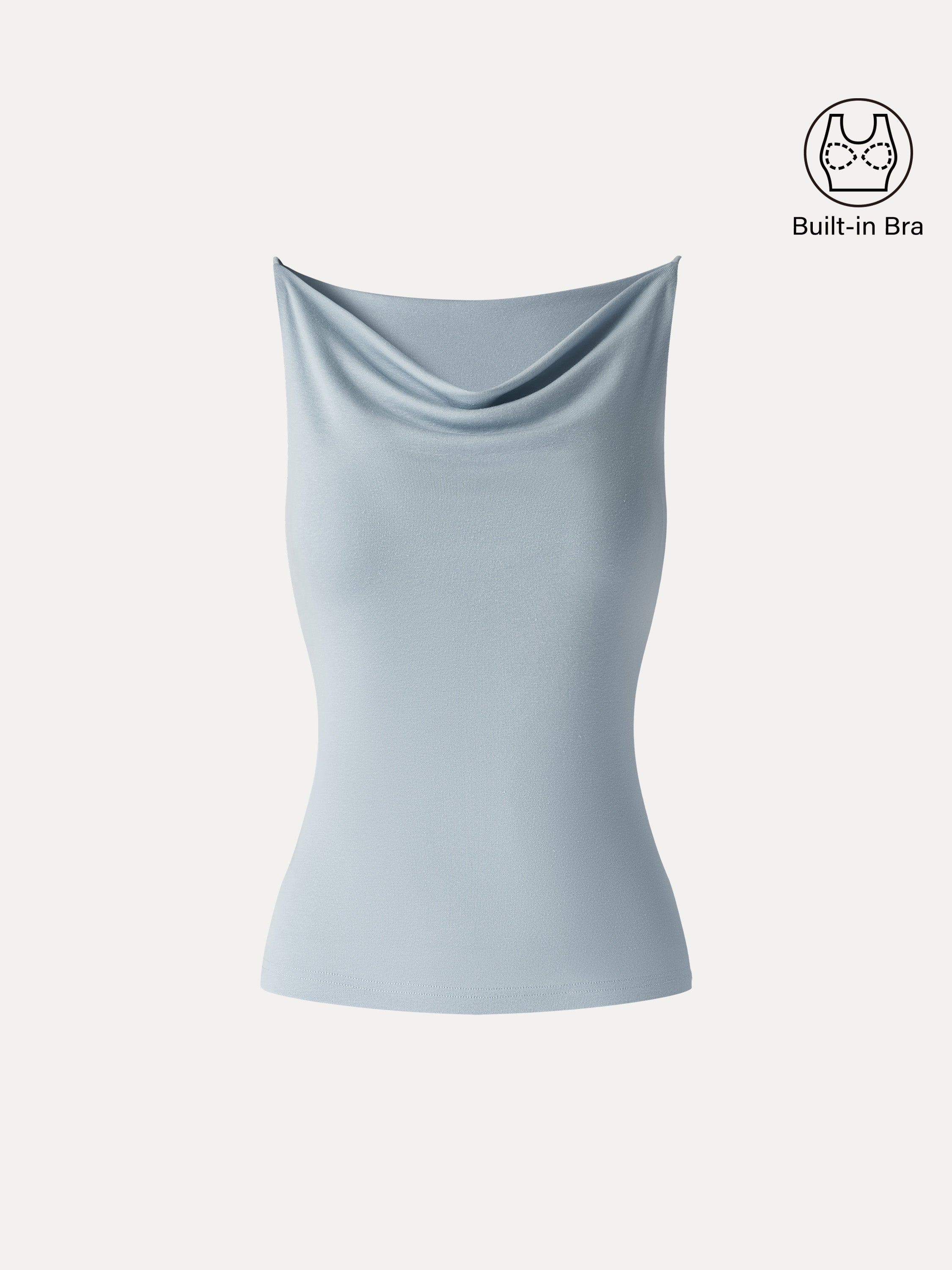 Stretch Linen Cowl Neck Bra Tank