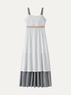 Striped Poplin Square Neck Smocked Midi Bra Dress