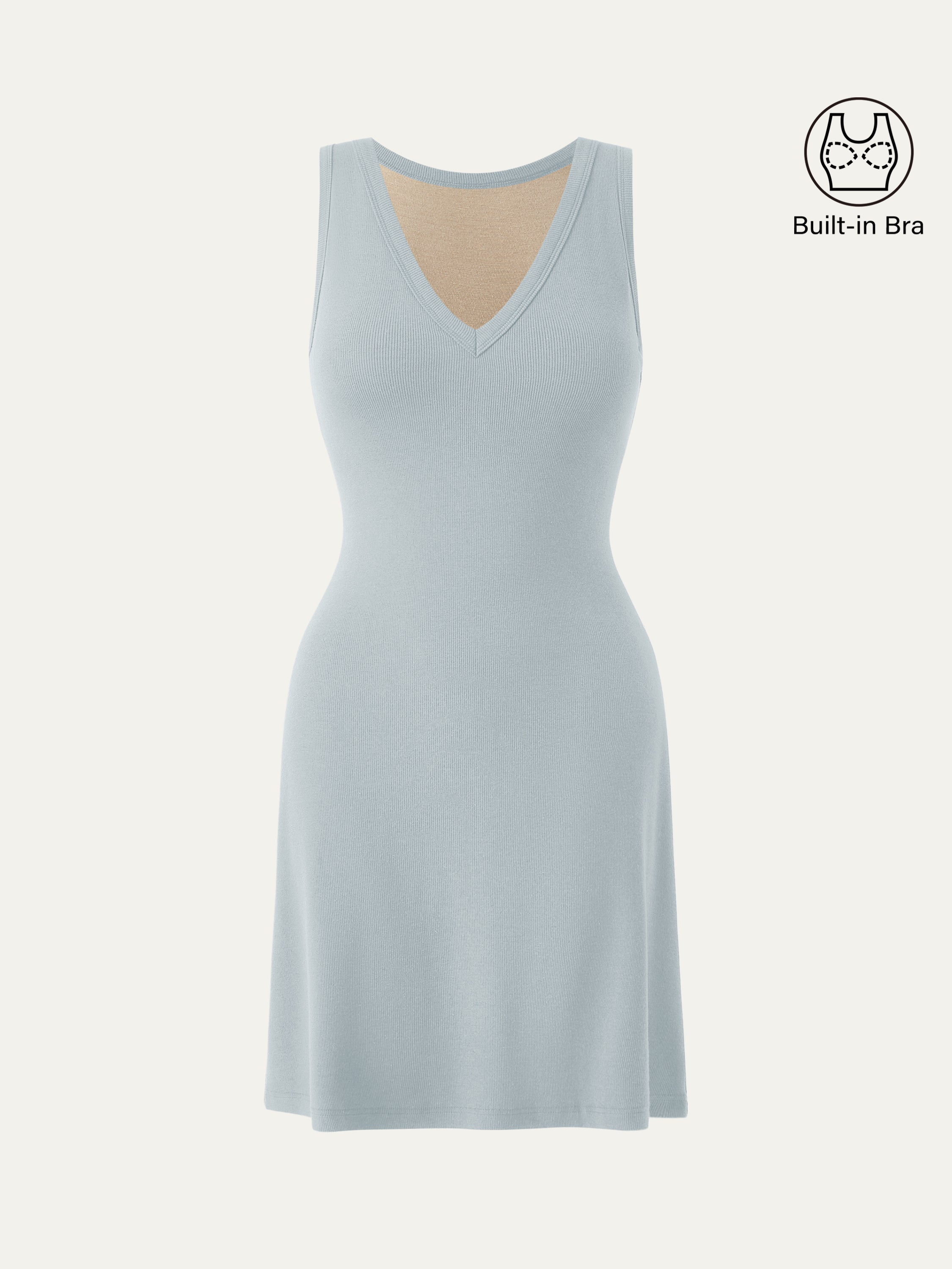 Flattering V-neck A-line New Airy Bra Tank Dress