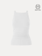 Plantive Chic Square Neck Ruched Rib Bra Tank