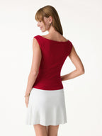 2Pcs Set Polka Dot Boatneck Bra Top & A-Line Flare Skirt Limited Edition