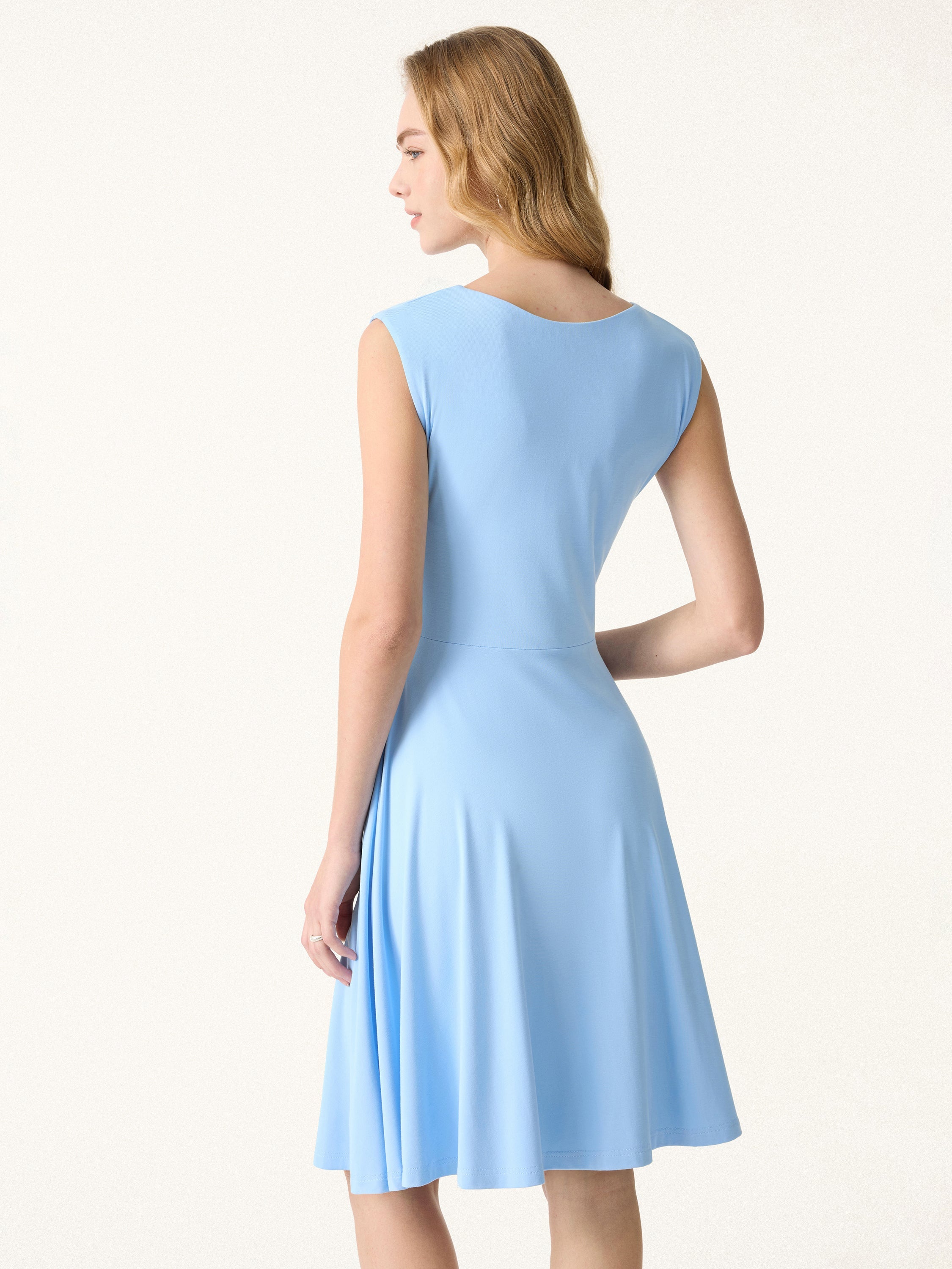 SkinKiss Boatneck Wide Shoulder Bra Dress with Pockets