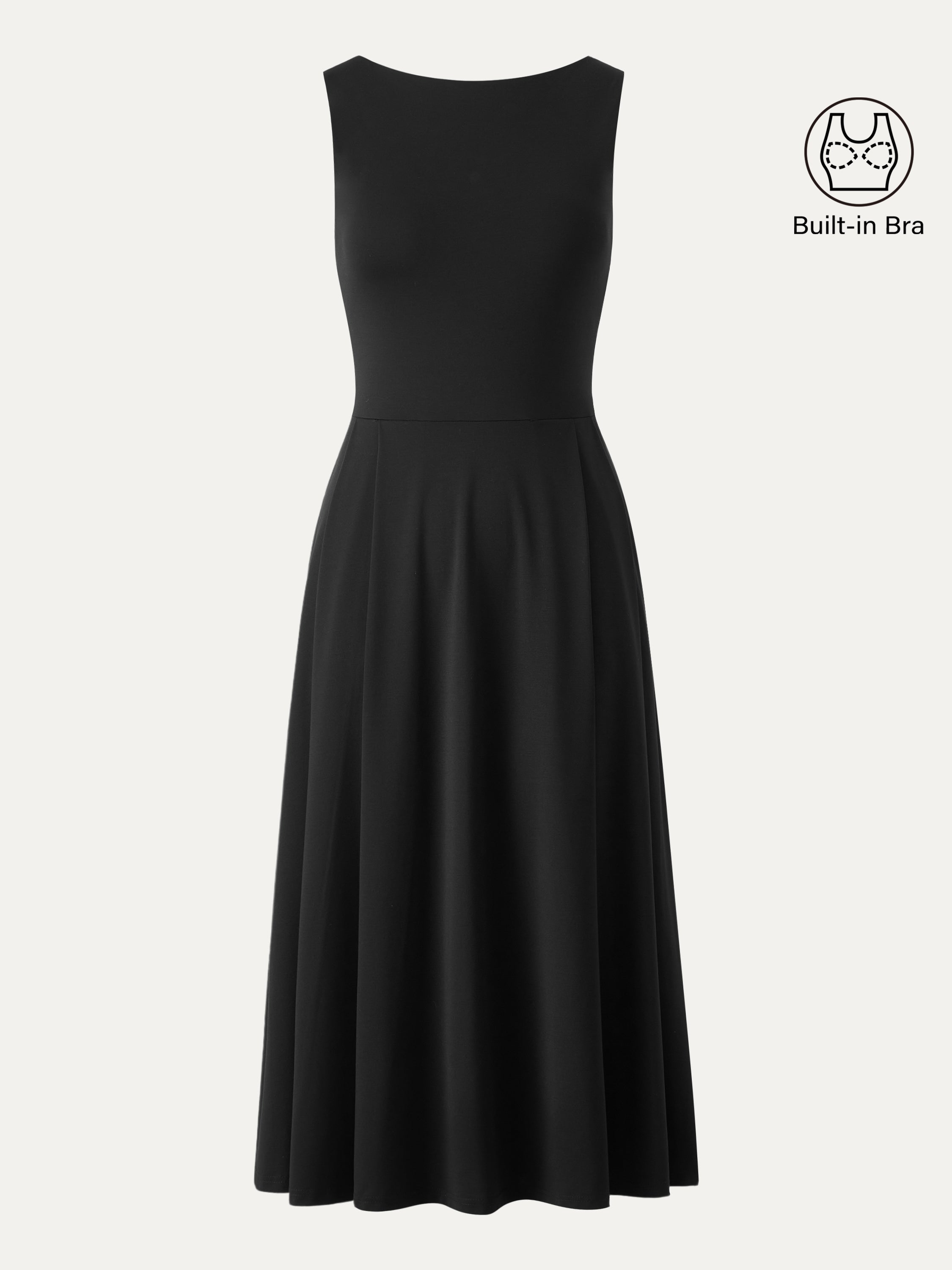 Boatneck Bamboo Ponte Bra Midi Dress with Pockets