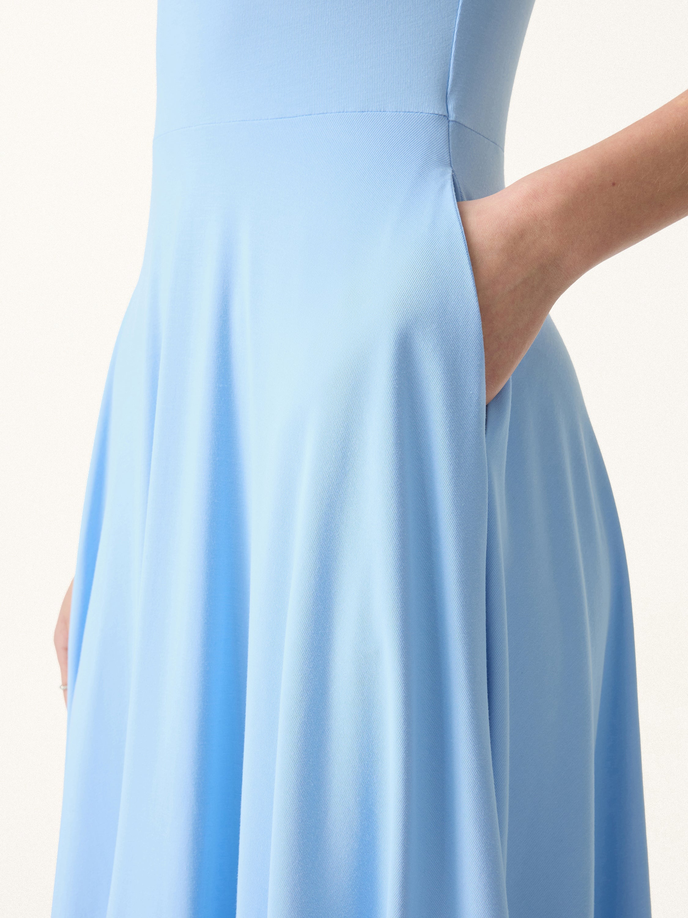 SkinKiss Boatneck Wide Shoulder Bra Dress with Pockets