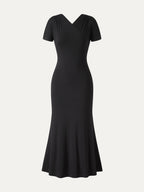 Surplice Short Sleeve Midi Dress