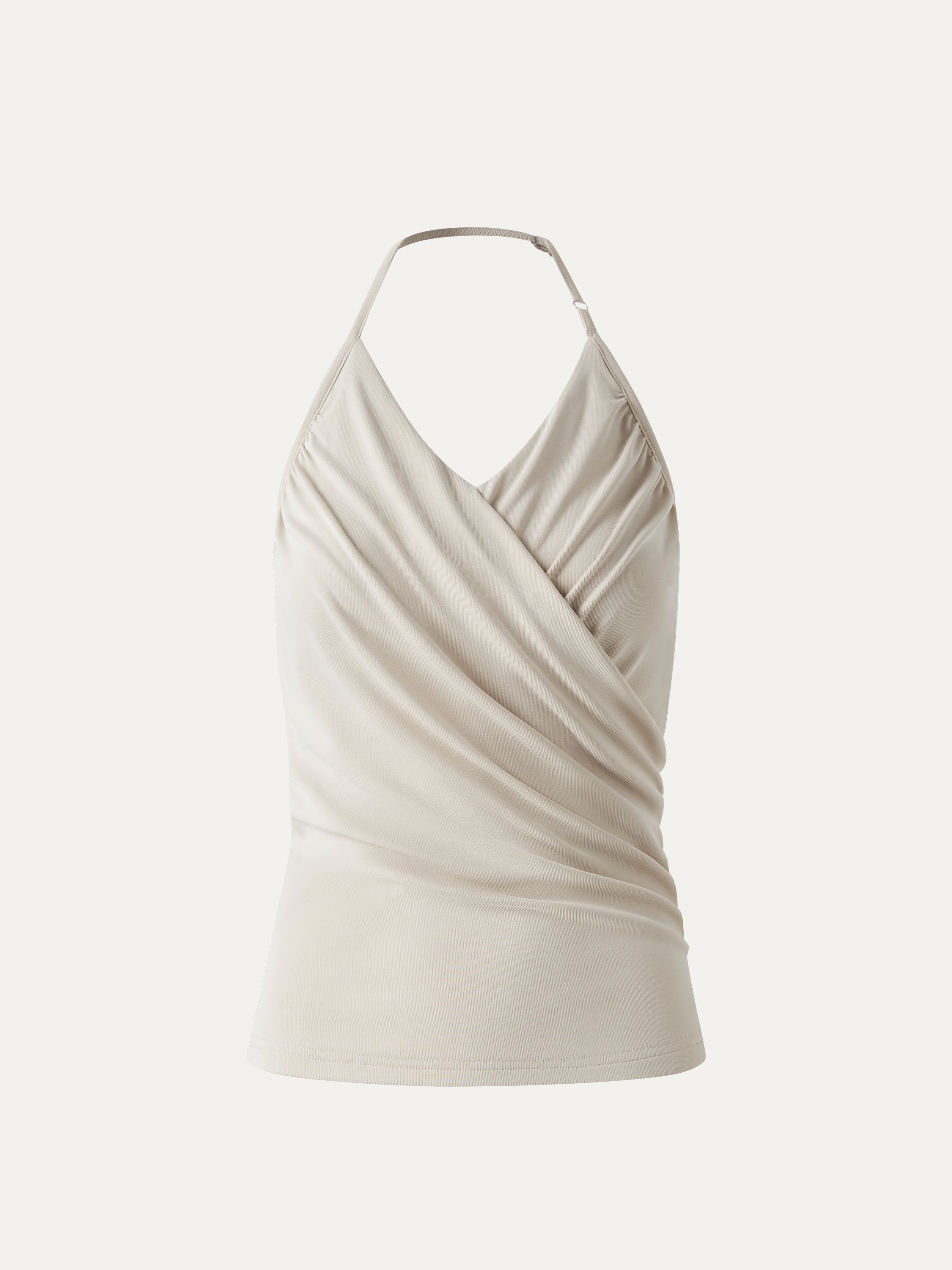 Modal Halter Neck Surplice Ruched Bandless Bra Top