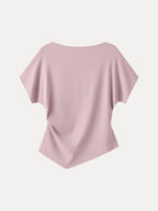 Cotton Lyocell Boatneck Angled Summer Tee