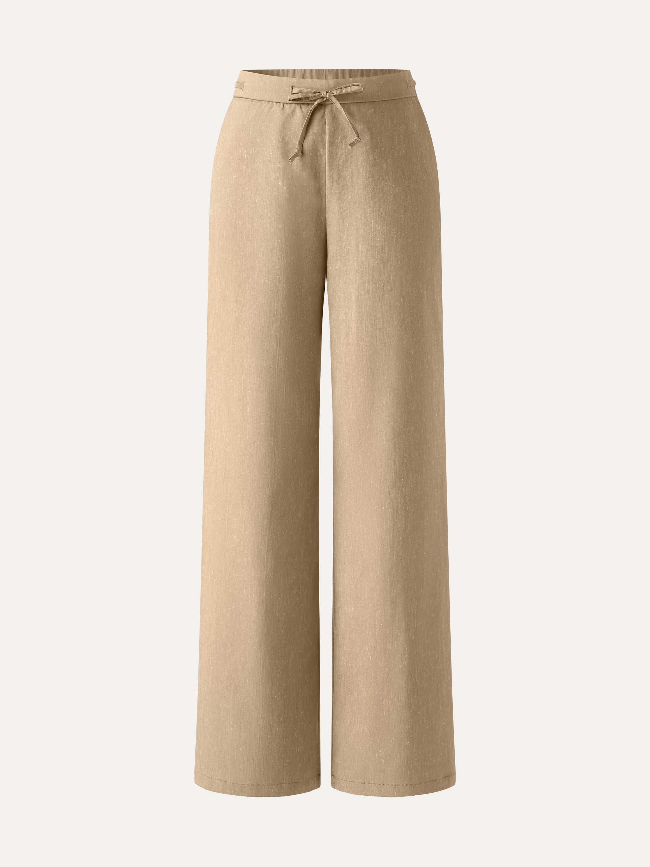 Wrinkle-Resistant Linen Drawstring Wide Leg Pant with Pockets