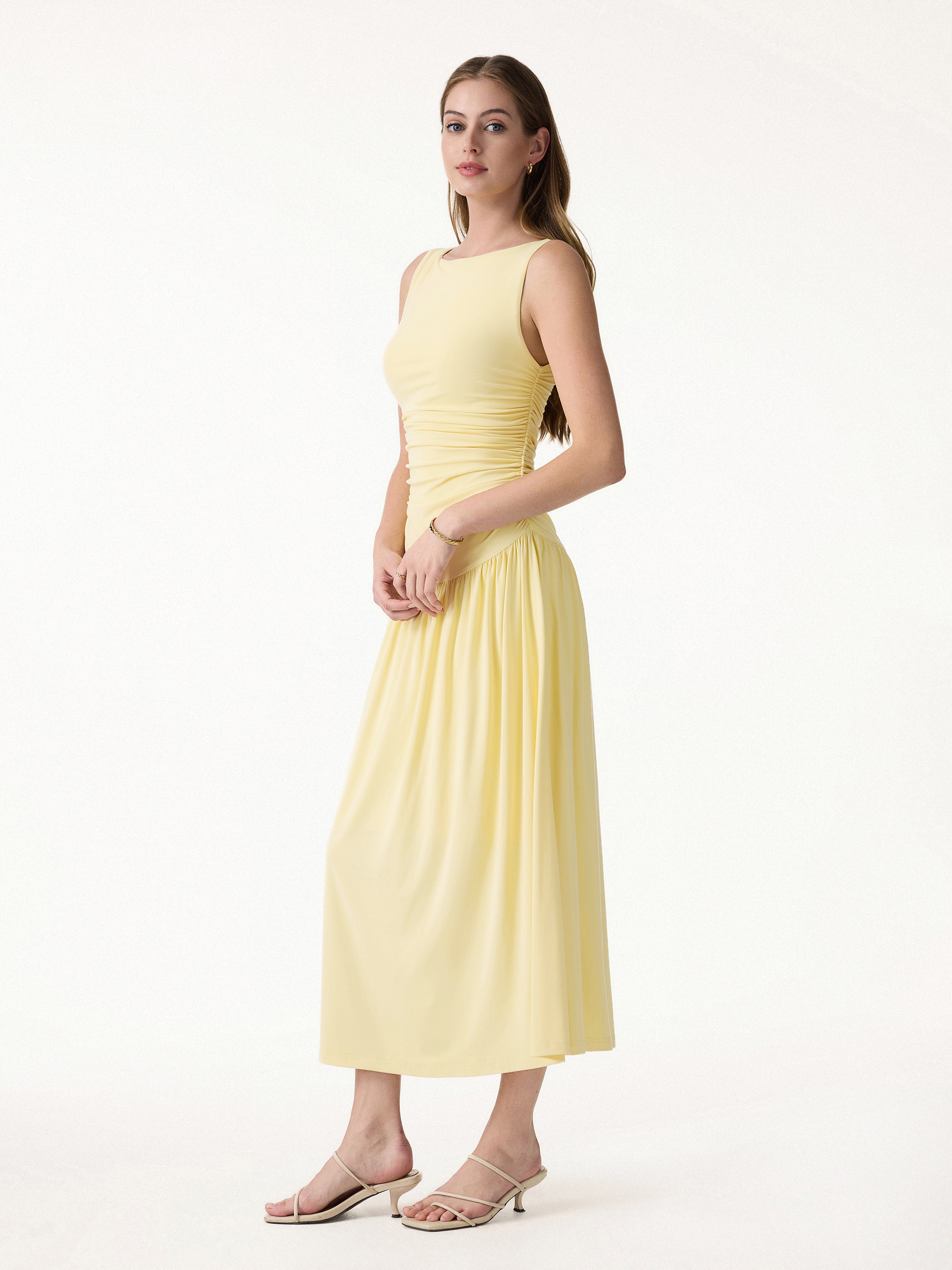 SkinKiss Cooling Boatneck Ruched Midi Bra Dress
