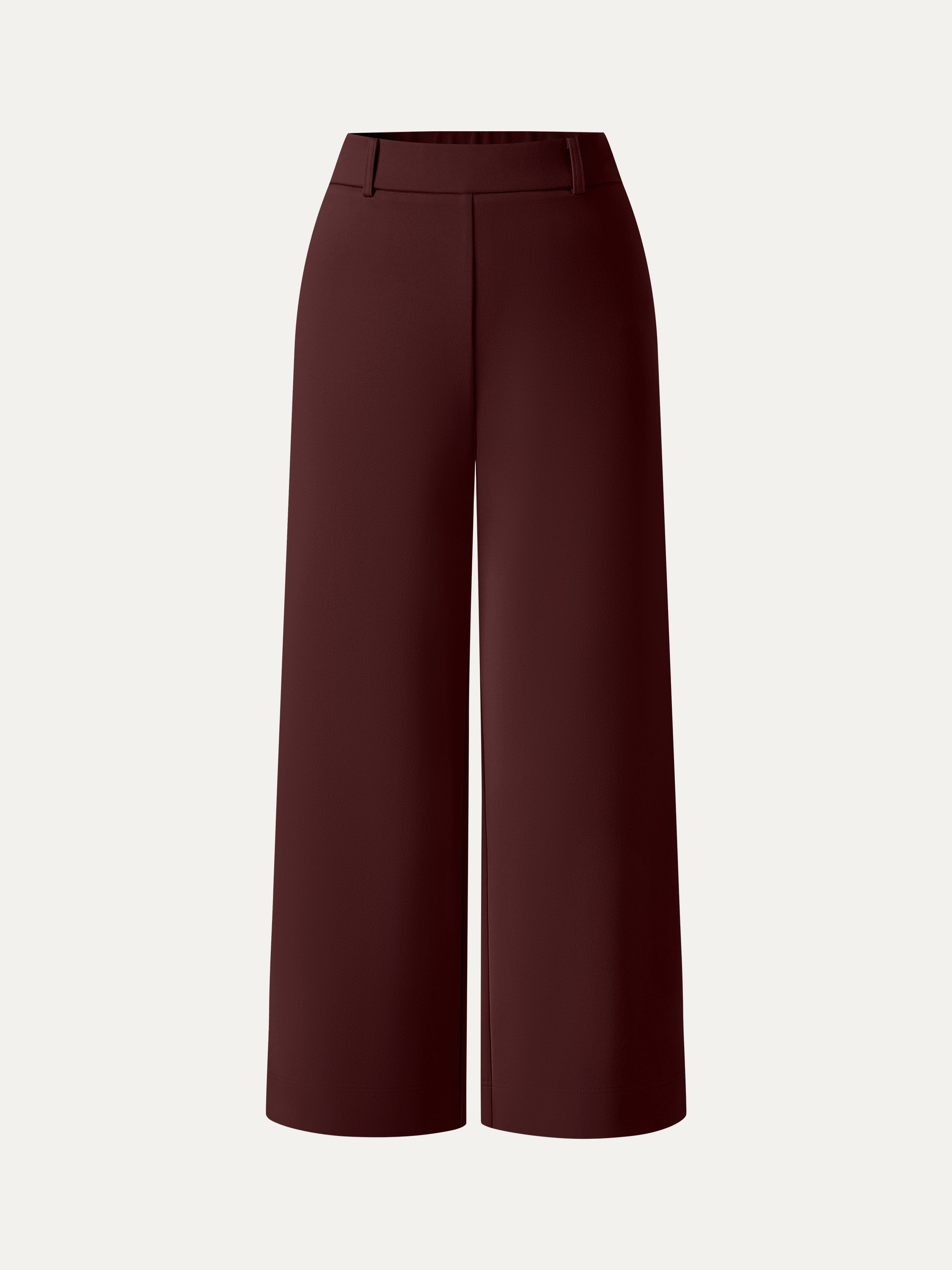 Not-See-Thru Mid Rise Cropped Wide Leg Pants with Pockets