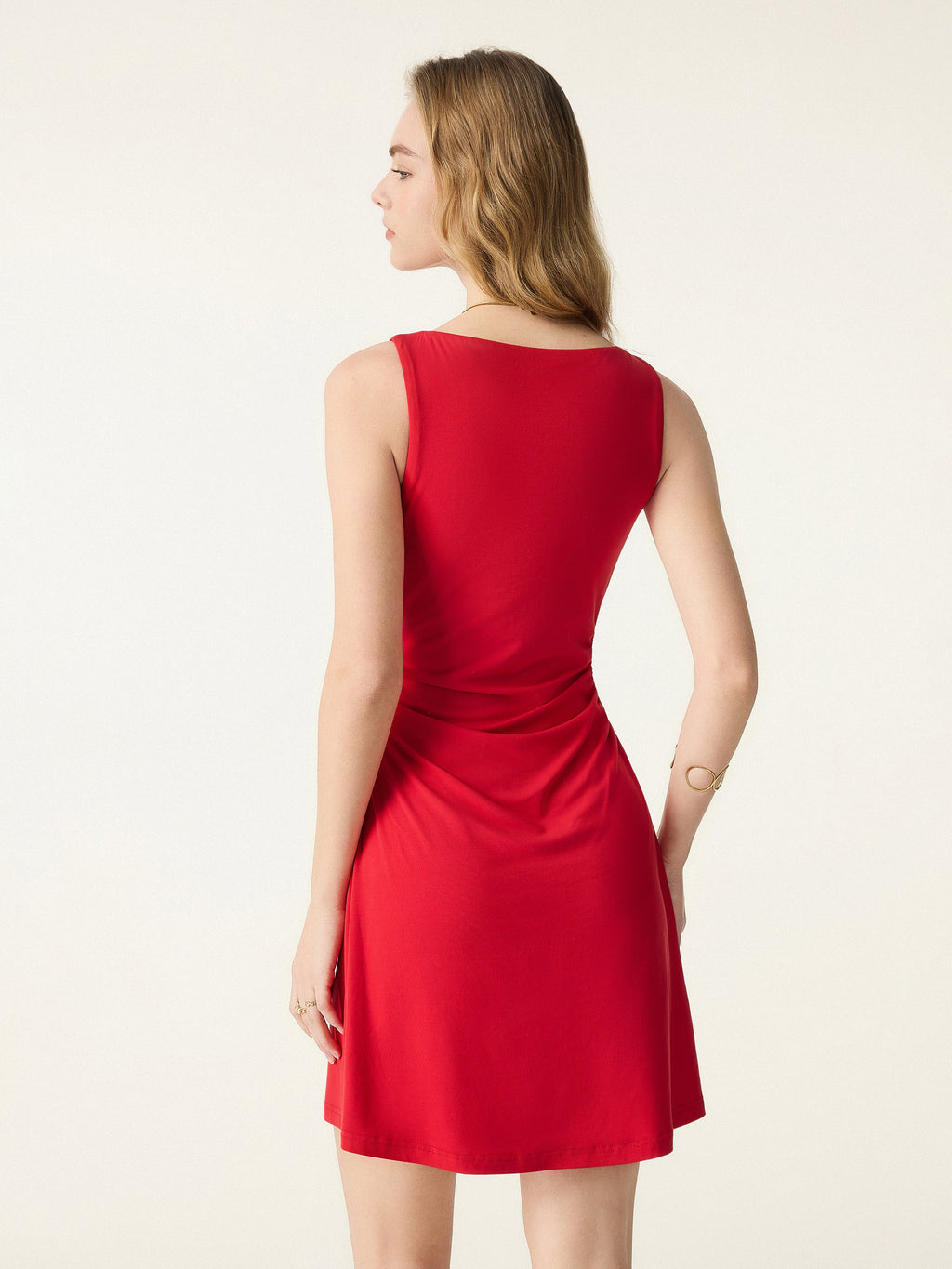 SkinKiss Boatneck Ruched A-line Mini Bra Dress