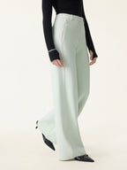Stretch Cotton Blend Slimming High Rise Wide Leg Pant
