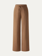 Wrinkle-Resistant Linen Drawstring Wide Leg Pant with Pockets