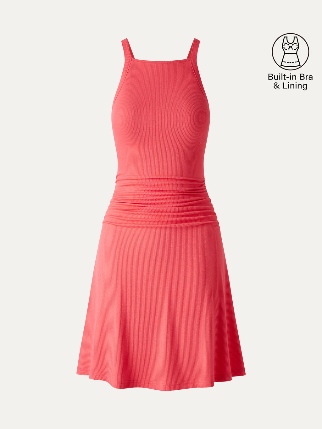 CoolTouch Square Neck Ruched Mini Bra Dress