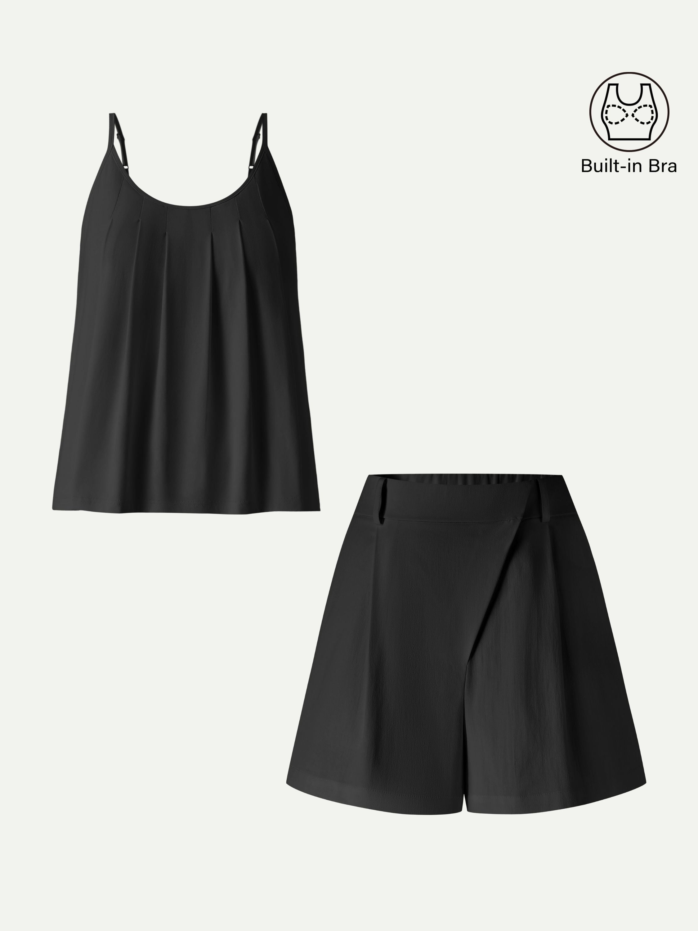 2Pcs Set Spaghetti Bra Tank & A-Line Shorts