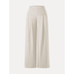 Drapey Bamboo Ponte Mid Rise Wide Leg Trouser with Pockets