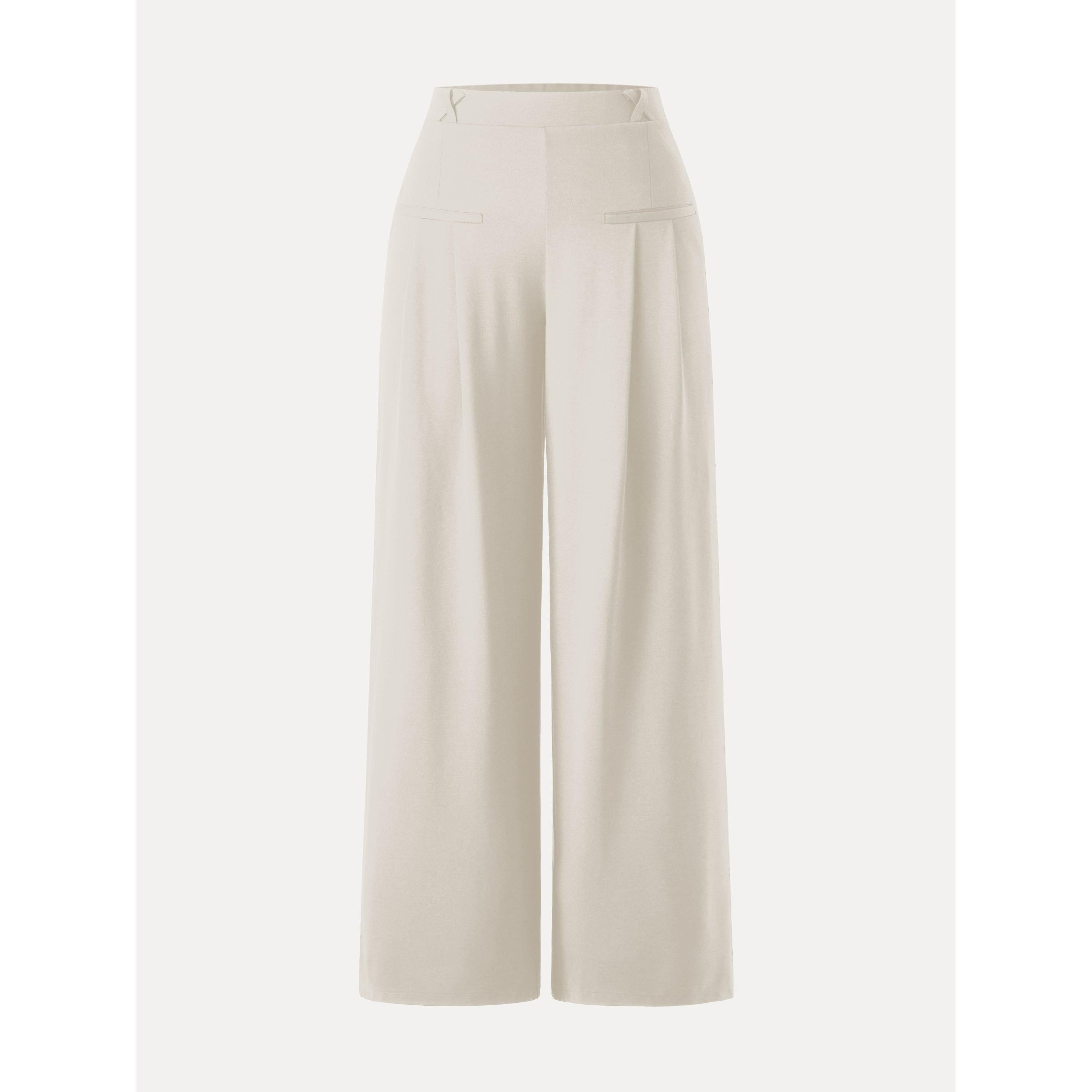 Drapey Bamboo Ponte Mid Rise Wide Leg Trouser with Pockets