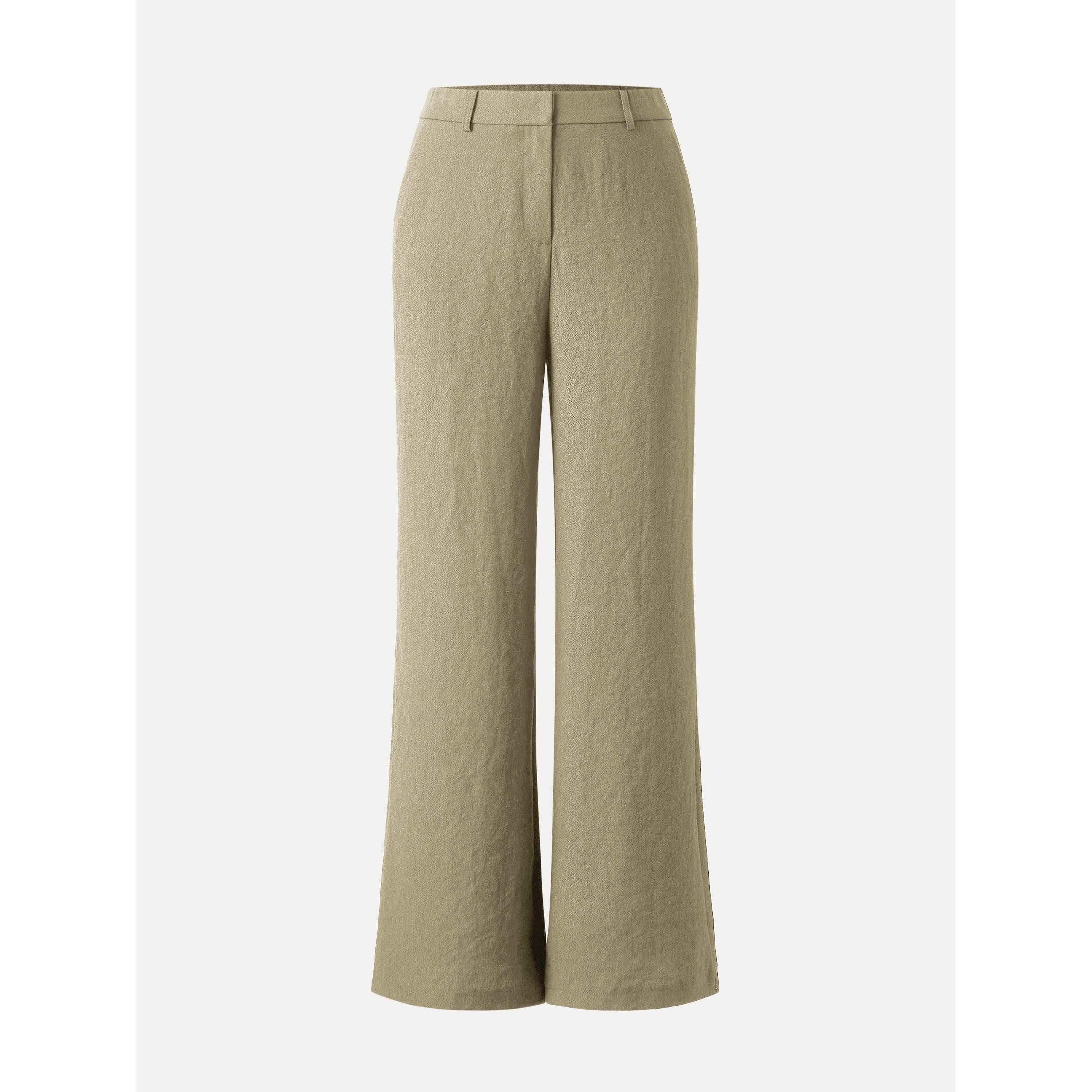 European Linen Mid Rise Flared Pant with Pockets